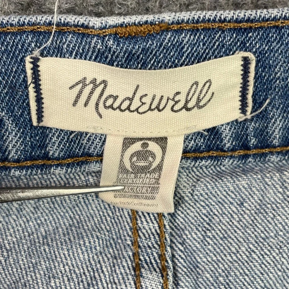 Madwell Slim Boyjean Shorts Womens 31 Blue High Rise Raw Hem Denim Cutoff